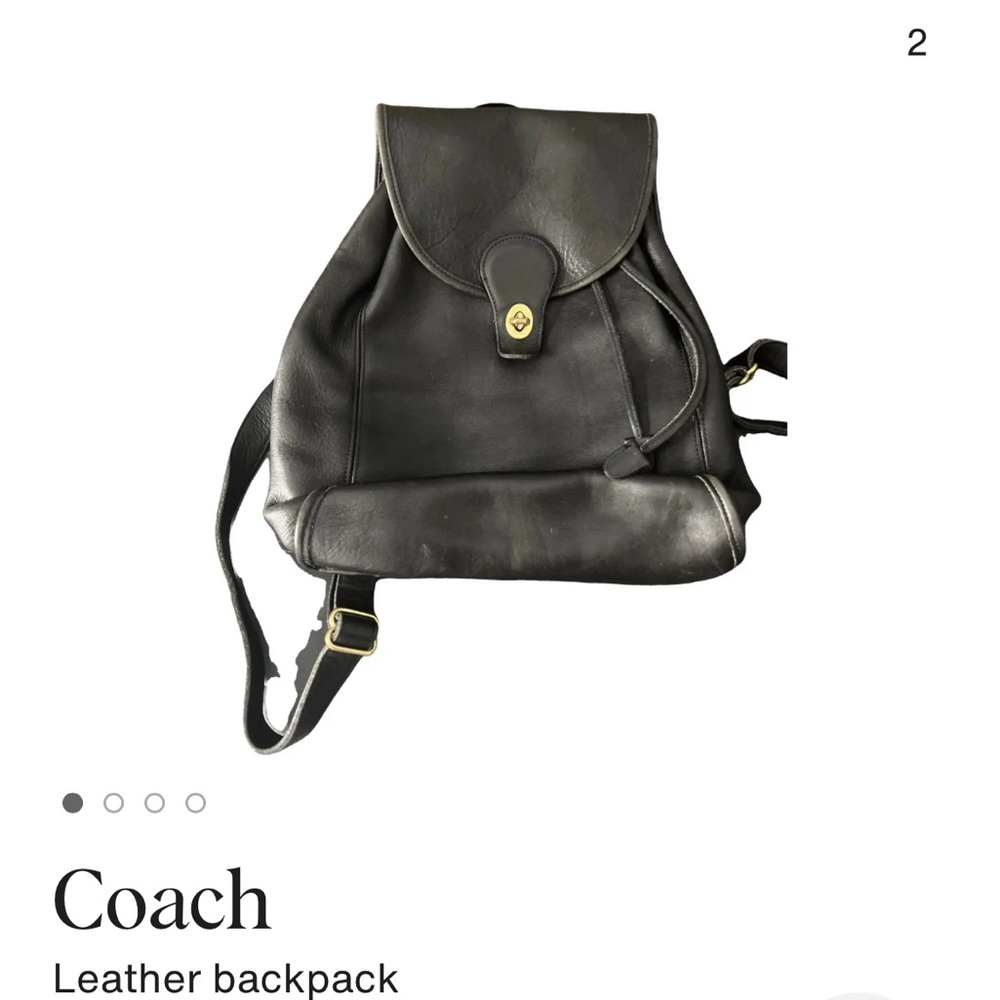 Coach Black Leather Backpack
